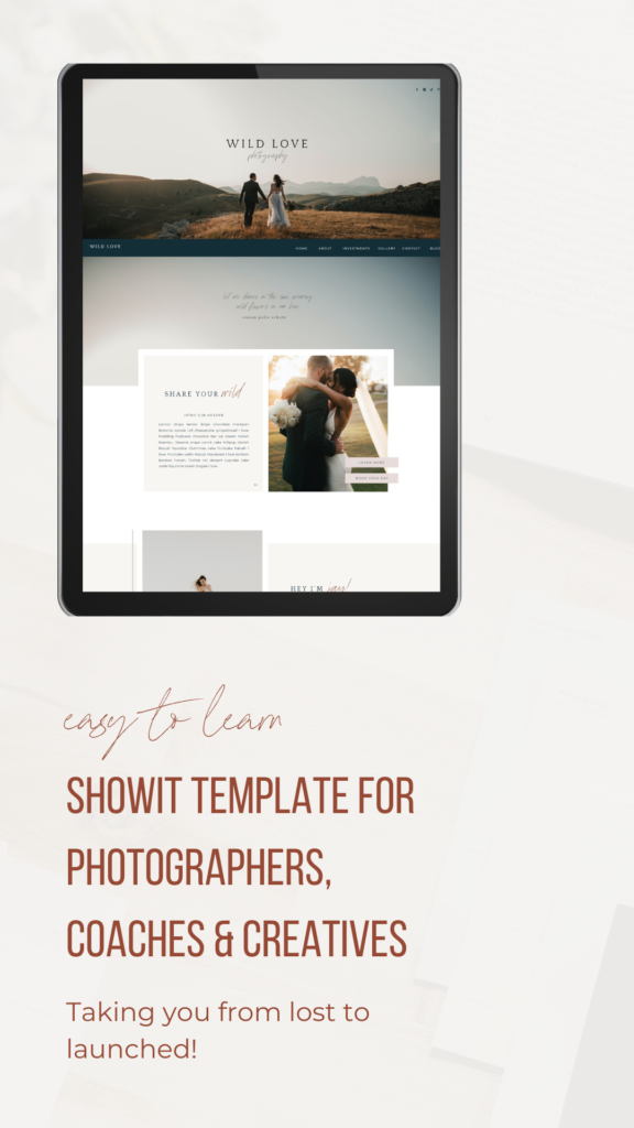 Tablet with Showit template